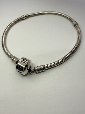 Pandora 8” Moments Snake Chain Bracelet Barrel Clasp 925 ALE